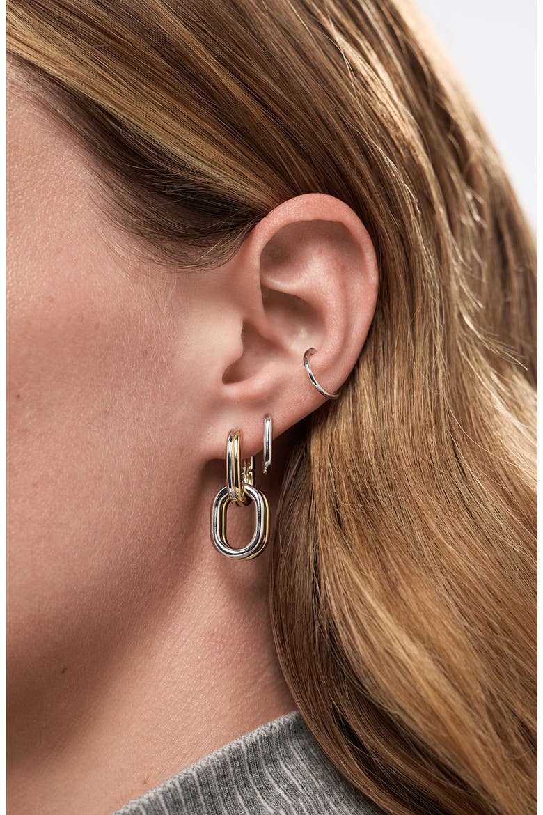 Ash Two-Tone Double Hoop Earrings, Alternate, color, GOLD / SILVER