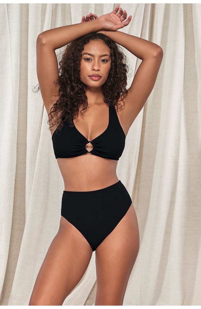 Pacifica by Sunsets Astrid High Waist Bikini Swim Bottoms, Alternate, color, Black Pacifica