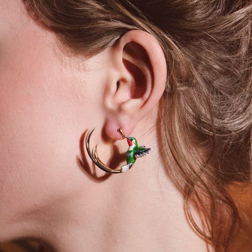 Bill Skinner Studio Hummingbird Hoops In Multi