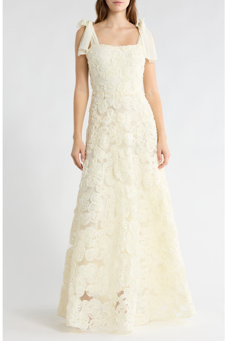 Sherry Soutache Flower A-Line Gown, Main, color, IVORY