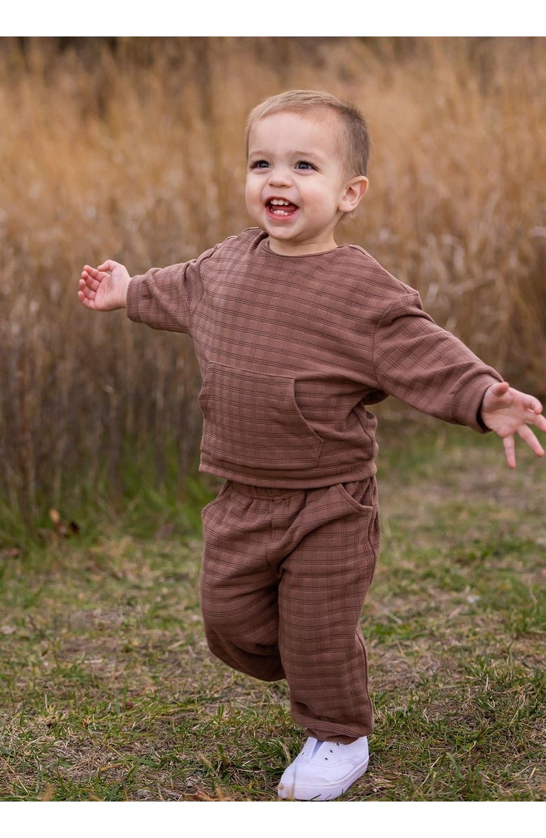 Beckett and Bear Theo Boys' Brown Check Two-Piece Set (Top & Pants)., Alternate, color, Brown