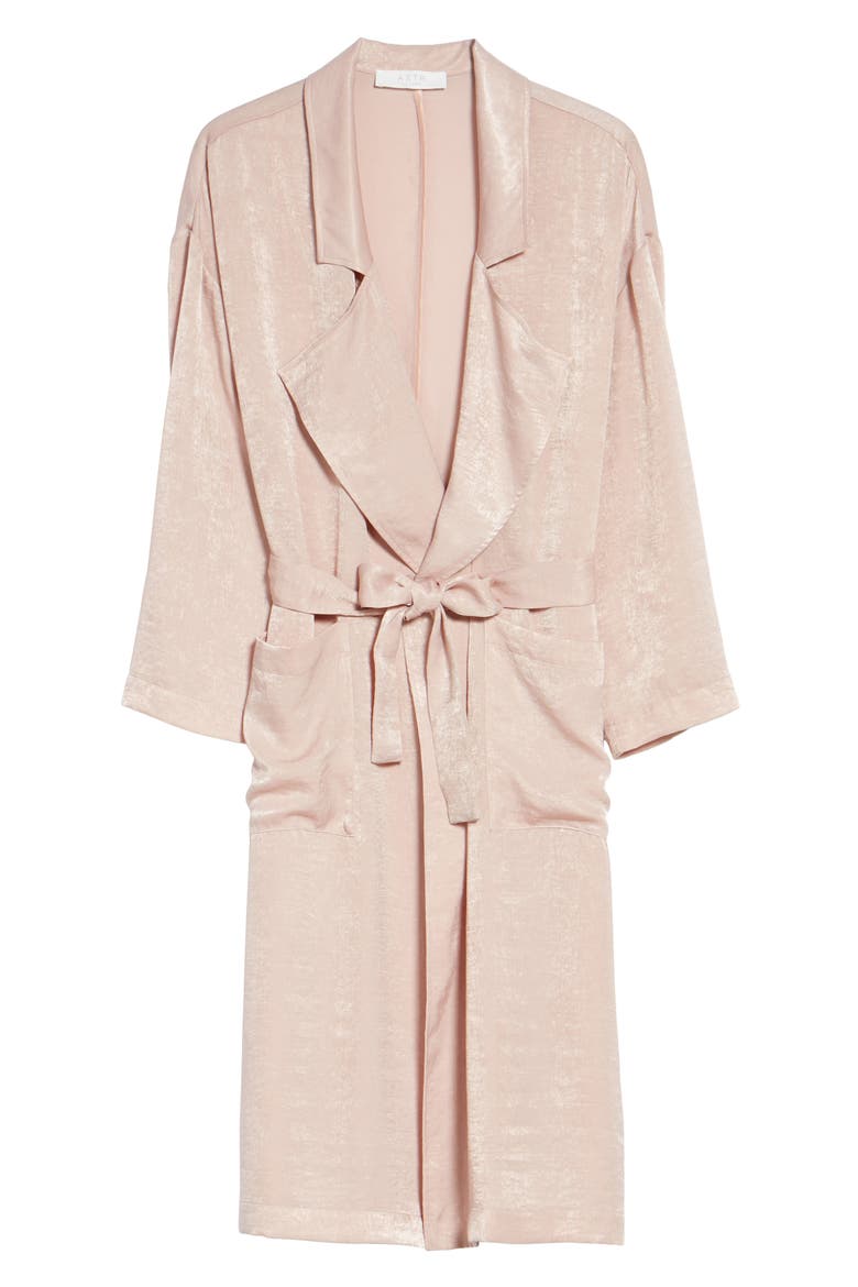 Satin Trench Coat, Alternate, color, PINK ADOBE
