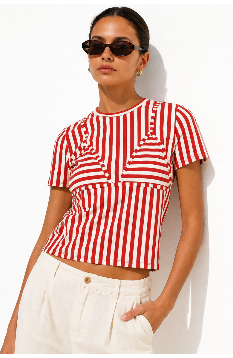 SIMONMILLER Kini Striped T-shirt, Alternate, color, Venetian Red Stripe