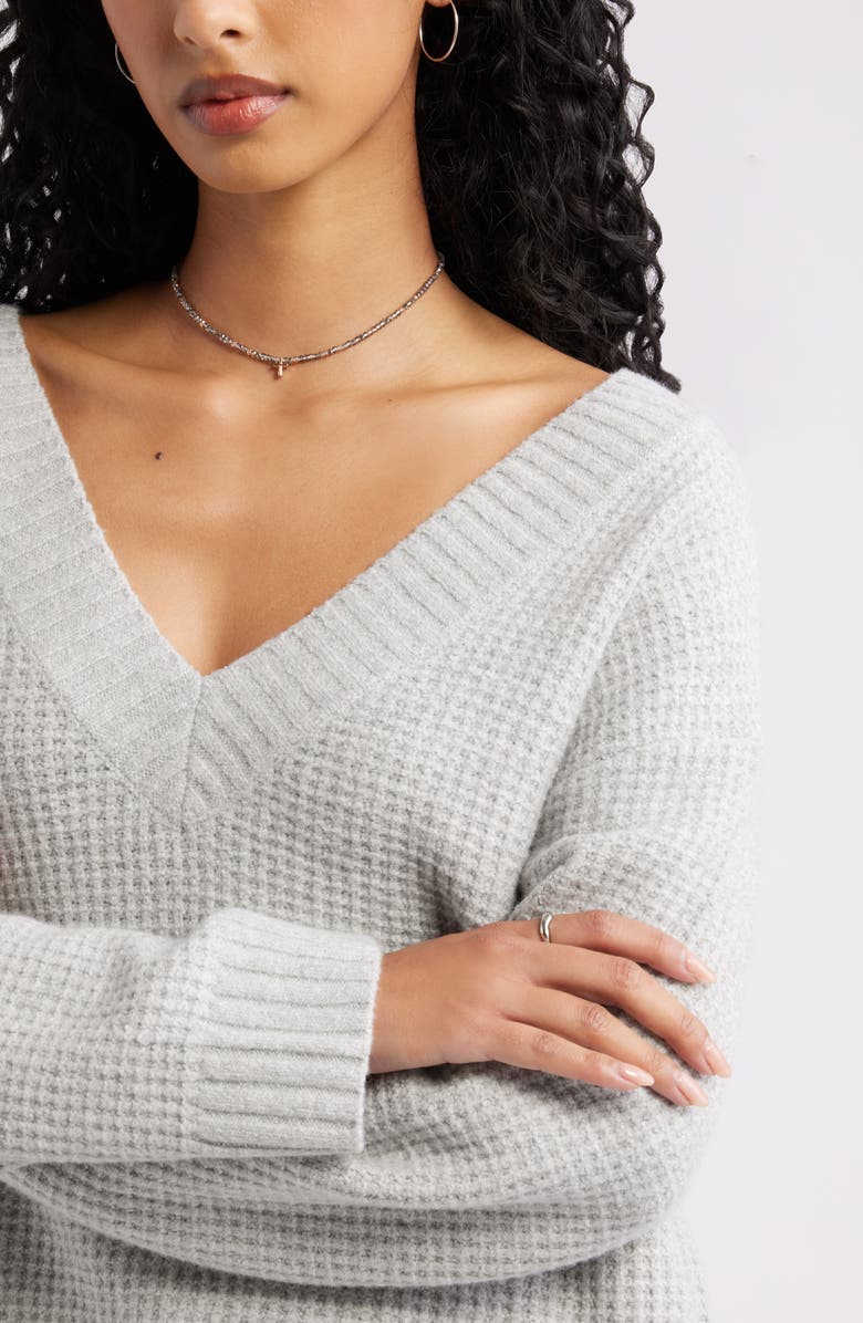 BP. V-Neck Thermal Sweater, Alternate, color, Grey Soft Heather