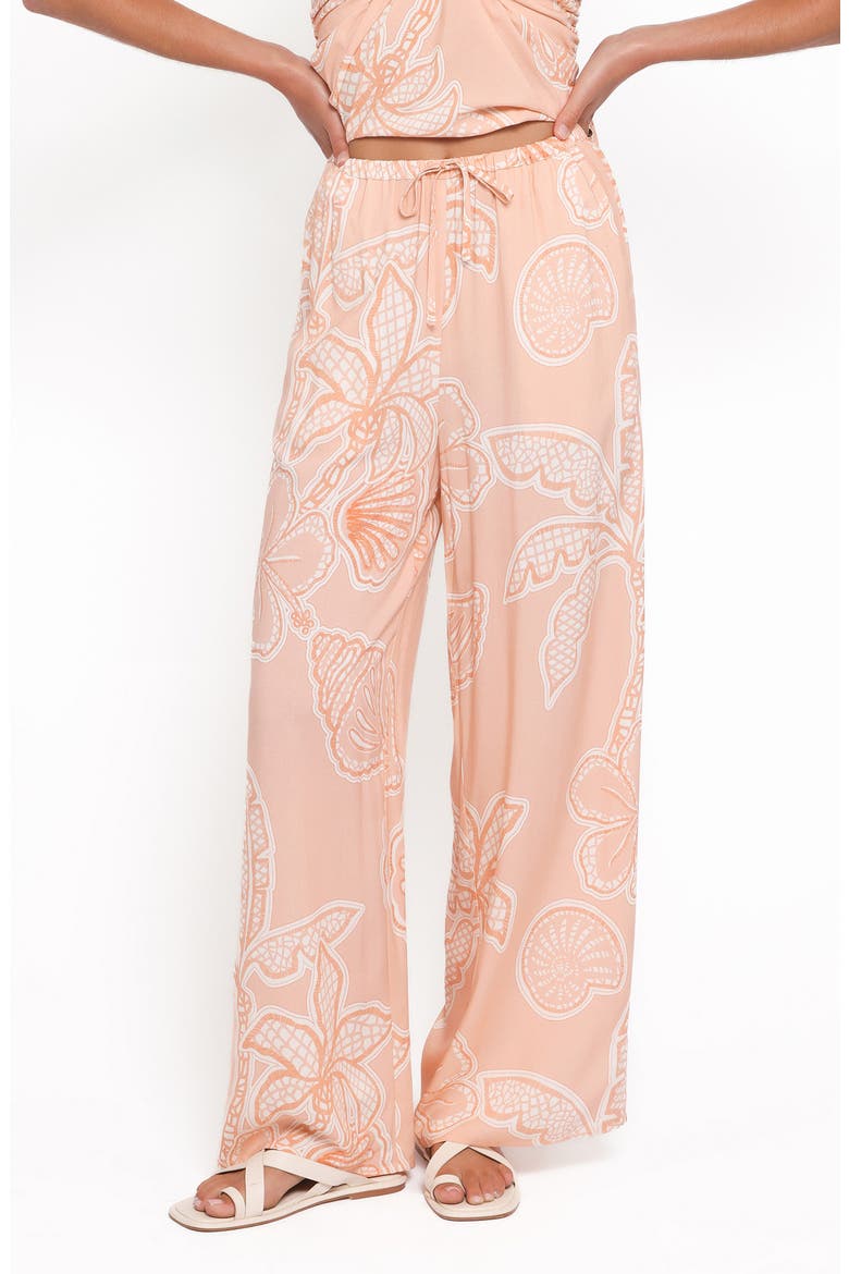 Lira High Waist Floral Print Pants, Alternate, color, PEACH FLORAL