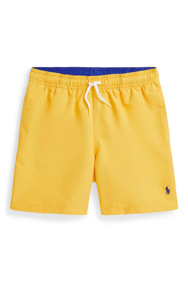 Kids' Print Swim Trunks, Main, color, CHROME YELLOW