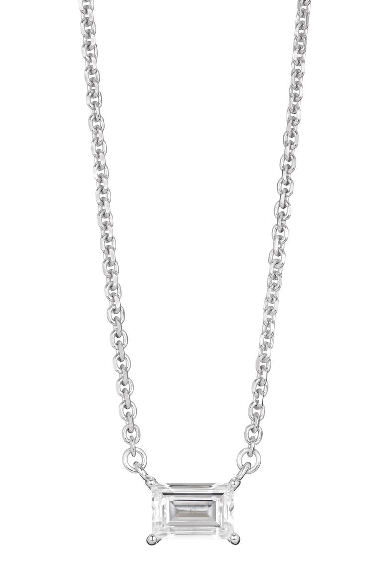 0.375-Carat Lab Grown Diamond Baguette Pendant Necklace, Main, color, WHITE/ 14 WHITE GOLD