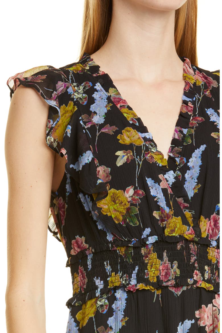 Katharina Sleeveless Silk Chiffon Dress, Alternate, color, BLACK MULTI