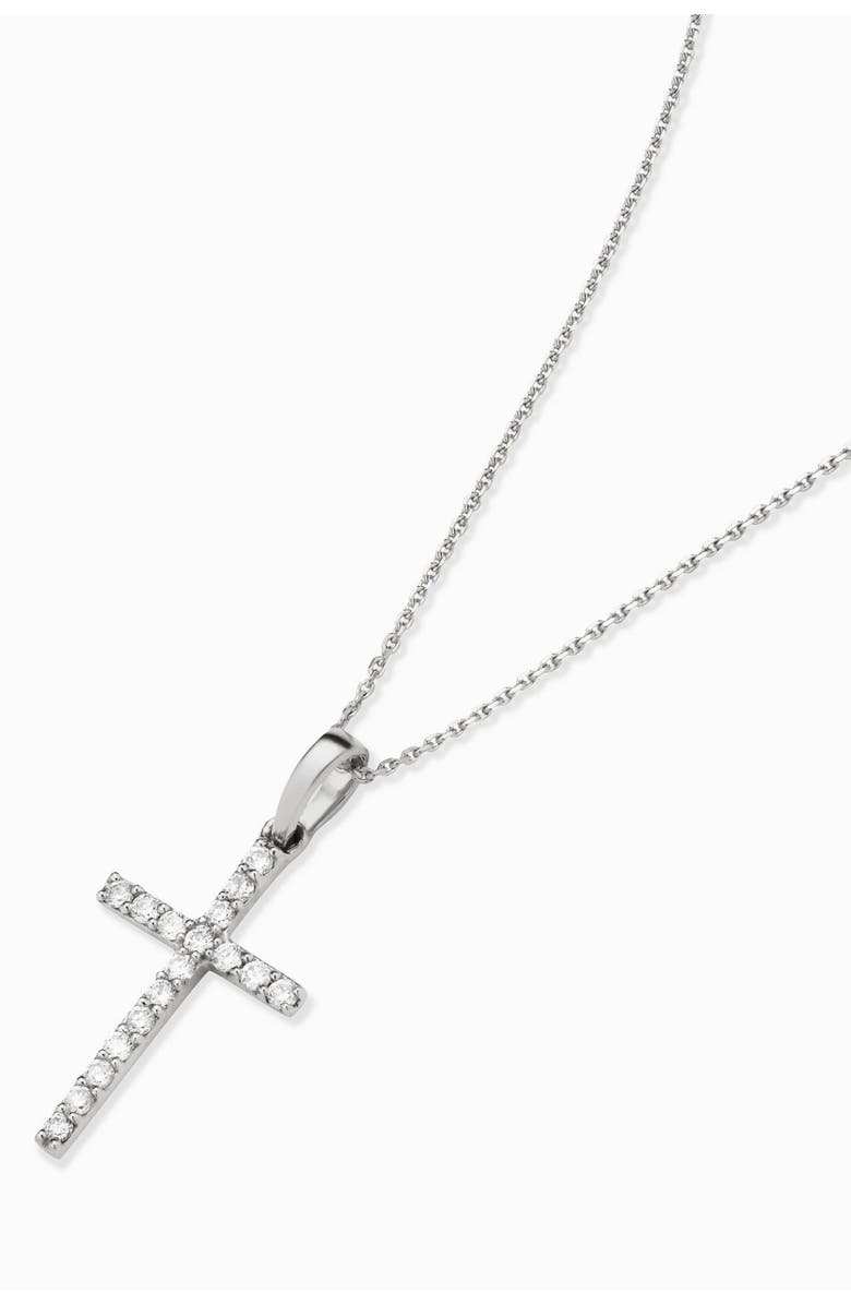 Oradina 14K Gold Faith Diamond Cross Pendant Necklace, Alternate, color, White Gold - Diamonds