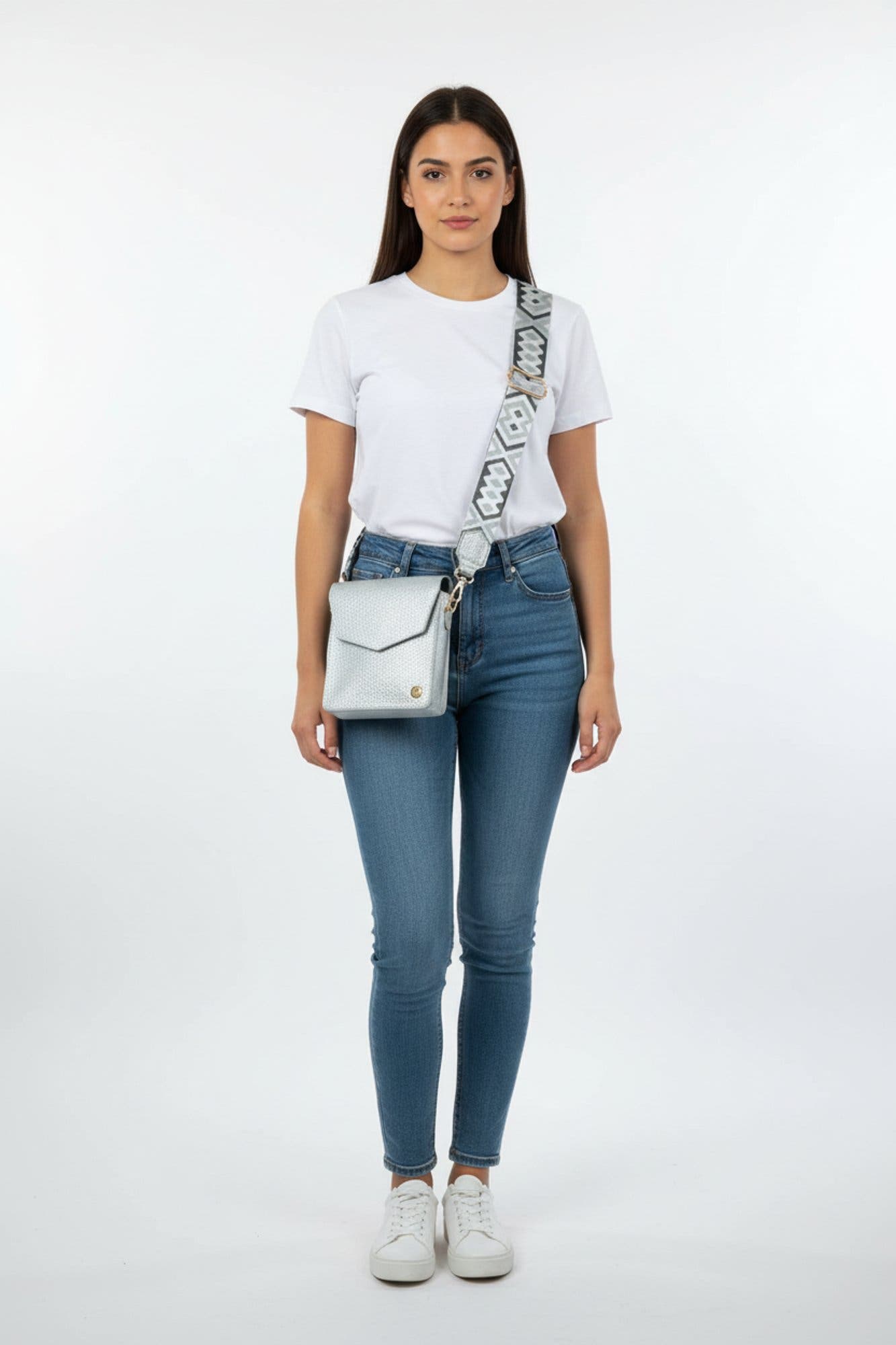 Patty Metallic Leather Crossbody Bag, Alternate, color, Silver