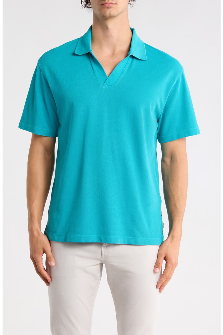Relaxed Fit Cotton Piqué Polo, Main, color, TAHITIAN TEAL