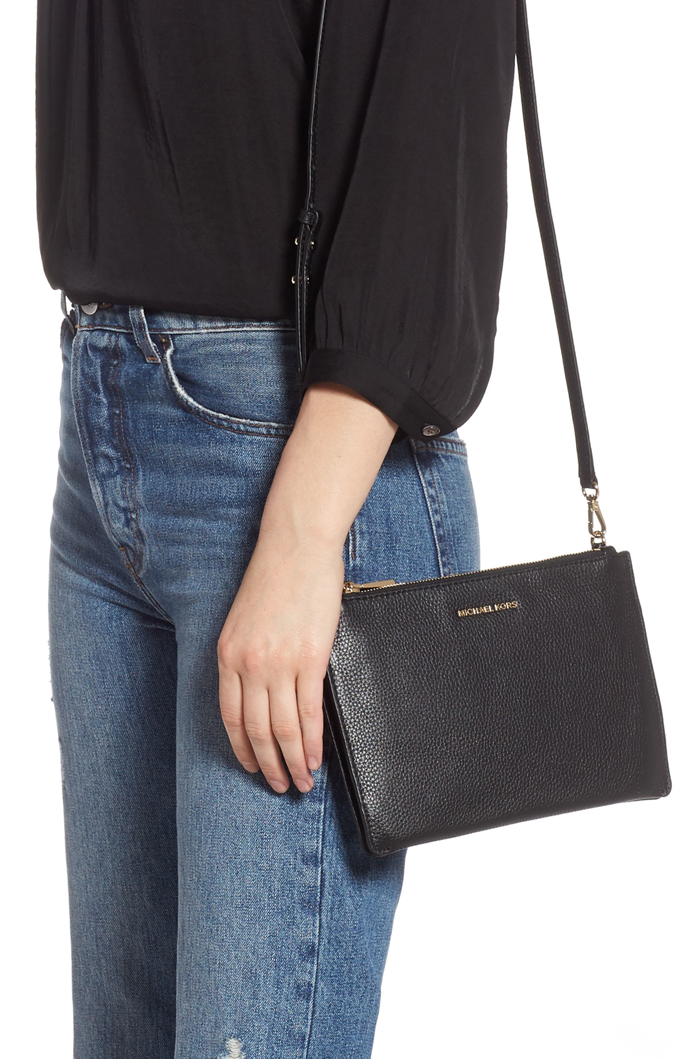 MICHAEL Michael Kors Leather Double Pouch Crossbody Bag, Alternate, color, 