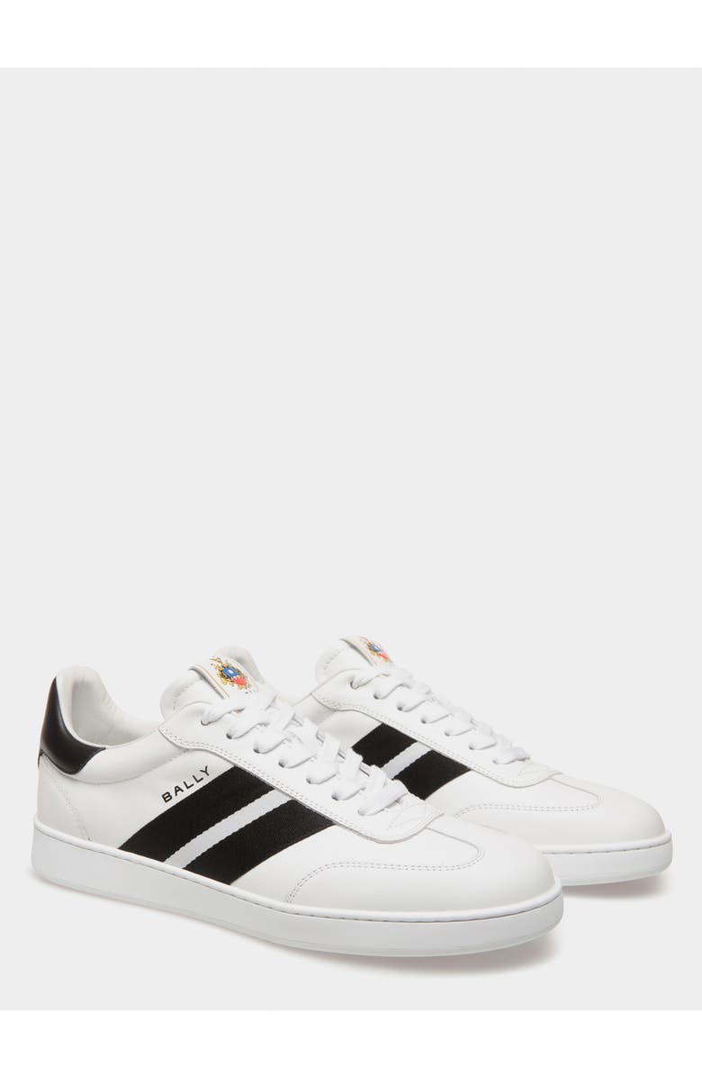 Bally Retro Crest Sneaker in Calf Leather, Alternate, color, White/Black