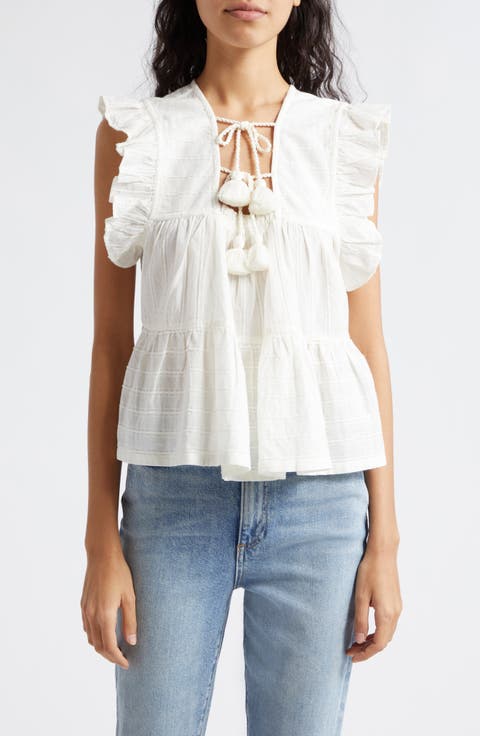 Chelsea Ruffle Cotton Blend Top