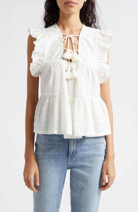 MILLE Chelsea Ruffle Cotton Blend Top