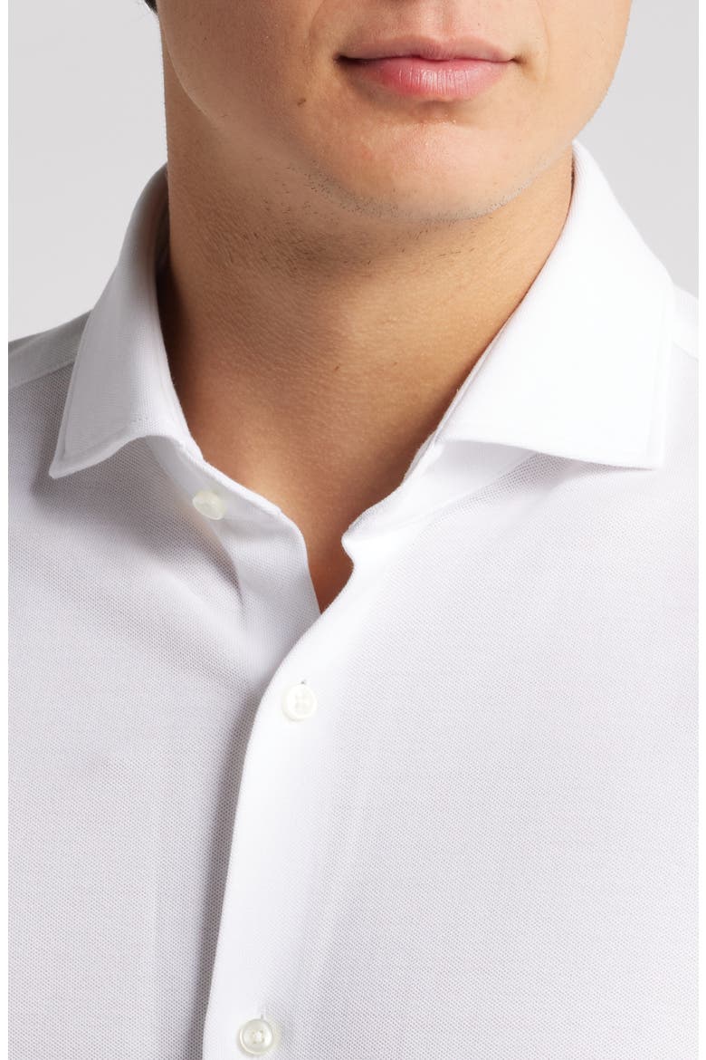 Hank Slim Fit Solid Performance Cotton Piqué Dress Shirt, Alternate, color, WHITE