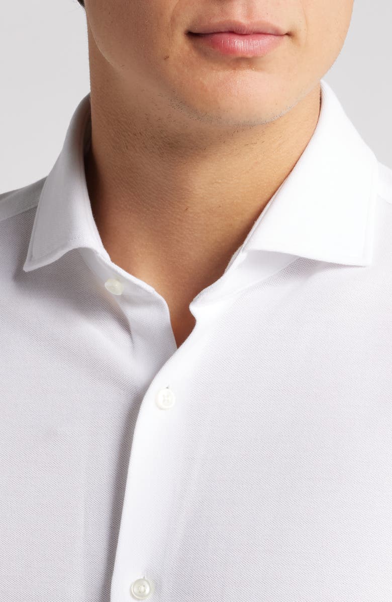 BOSS Hank Slim Fit Solid Performance Cotton Piqué Dress Shirt, Alternate, color, White
