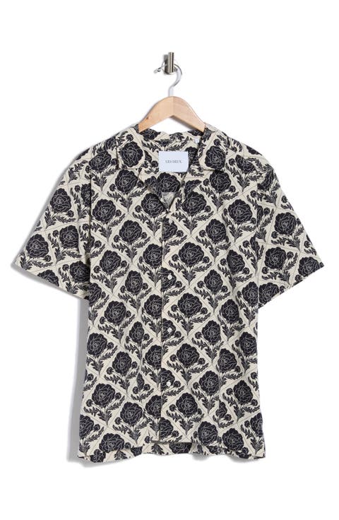 Lesley Flower Tile Organic Cotton Camp Shirt
