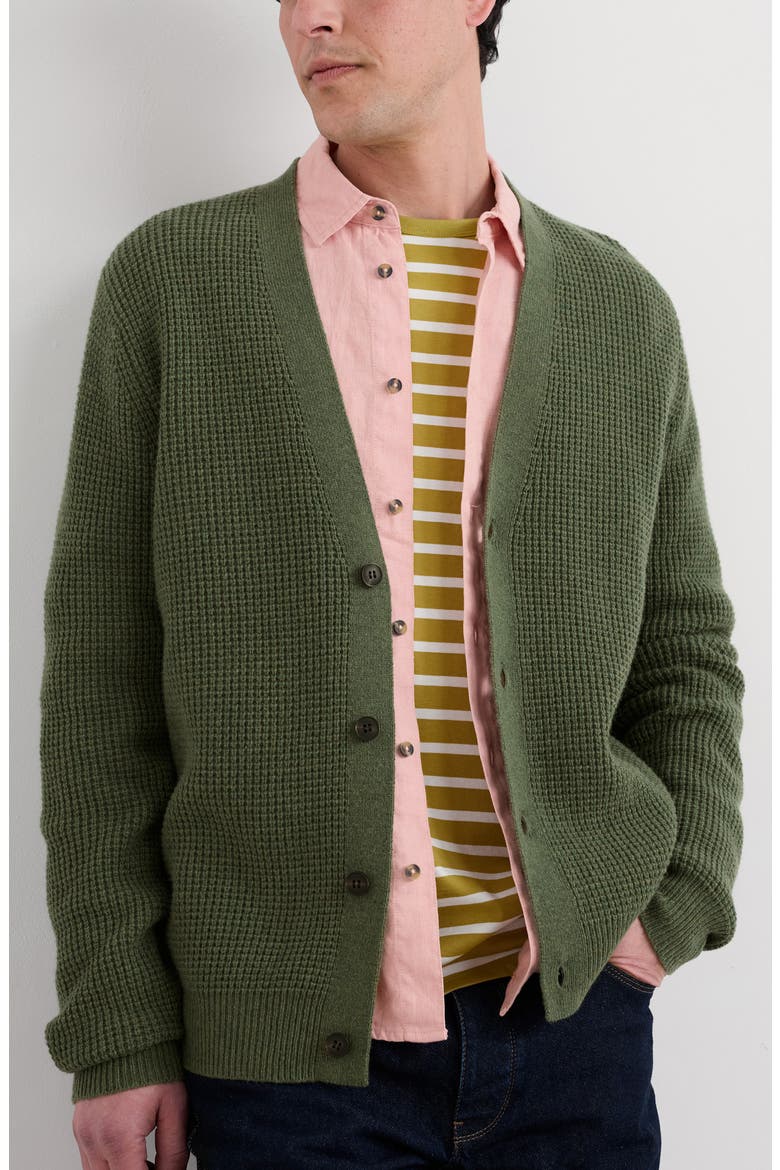 Scotts Quary Lambswool Blend Cardigan, Main, color, DARK TURF
