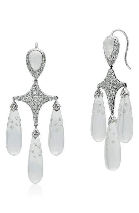Moonstone & Diamond Constellation Chandelier Earrings
