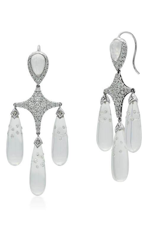 Fred Leighton Moonstone & Diamond Constellation Chandelier Earrings In White Gold
