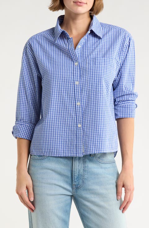 Stripe Crop Poplin Button-Up Shirt