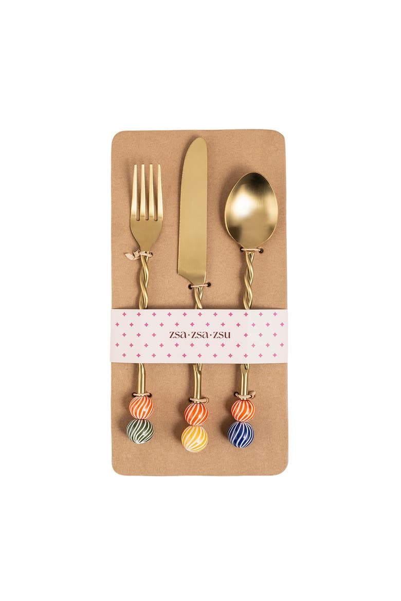 Rampur Steel Cutlery Set Cheerland Set of 3, Alternate, color, Gold