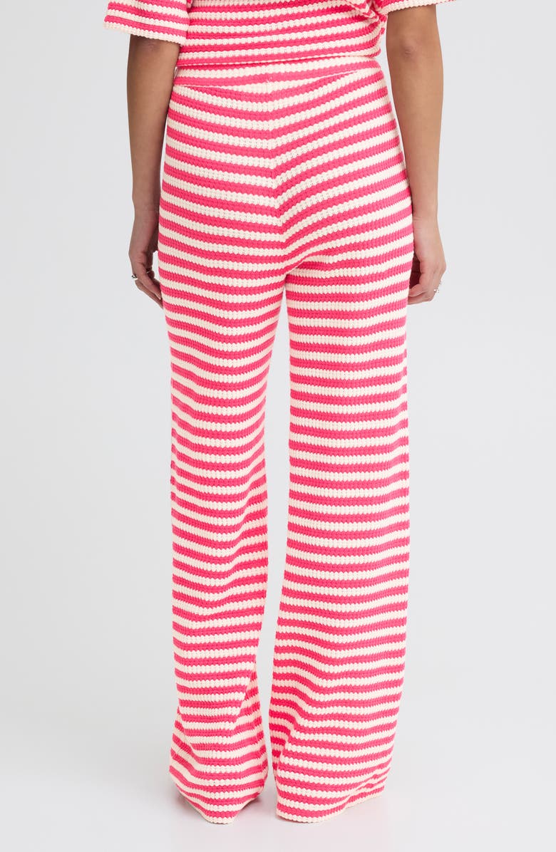 ICHI Wide Leg Knit Pants, Alternate, color, Azalea Birch Stripe