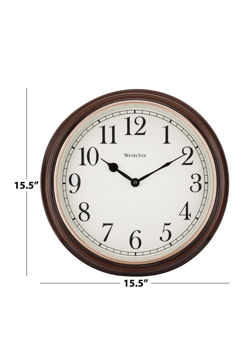 15.5-Inch Woodgrain Wall Clock, Alternate, color, BROWN