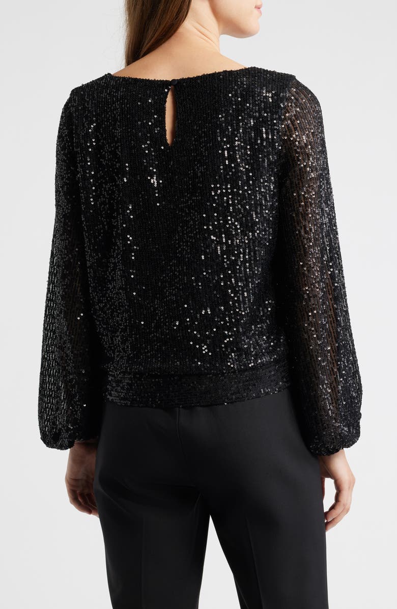 Tahari ASL Sequin Top, Alternate, color, Black
