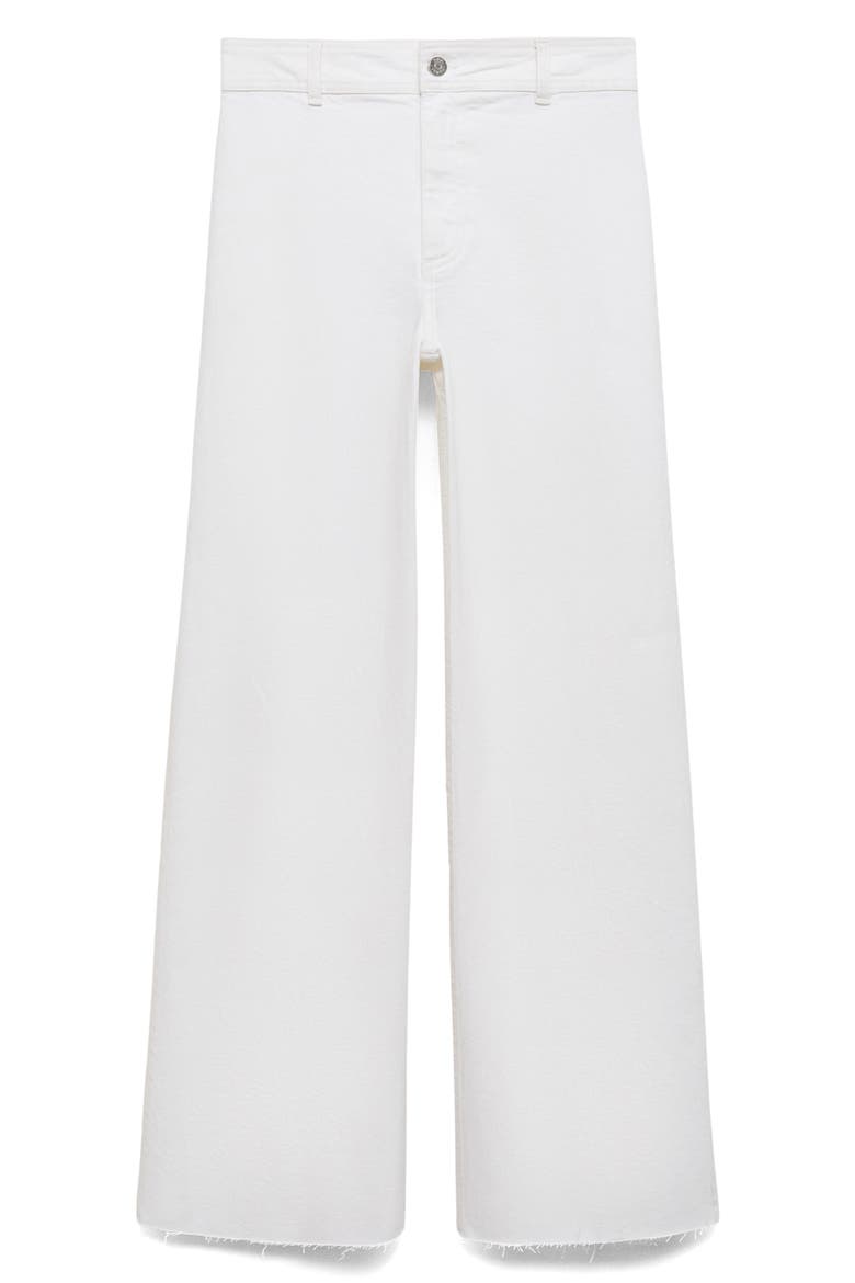 Catherin Frayed High Waist Wide Leg Culotte Jeans, Alternate, color, WHITE