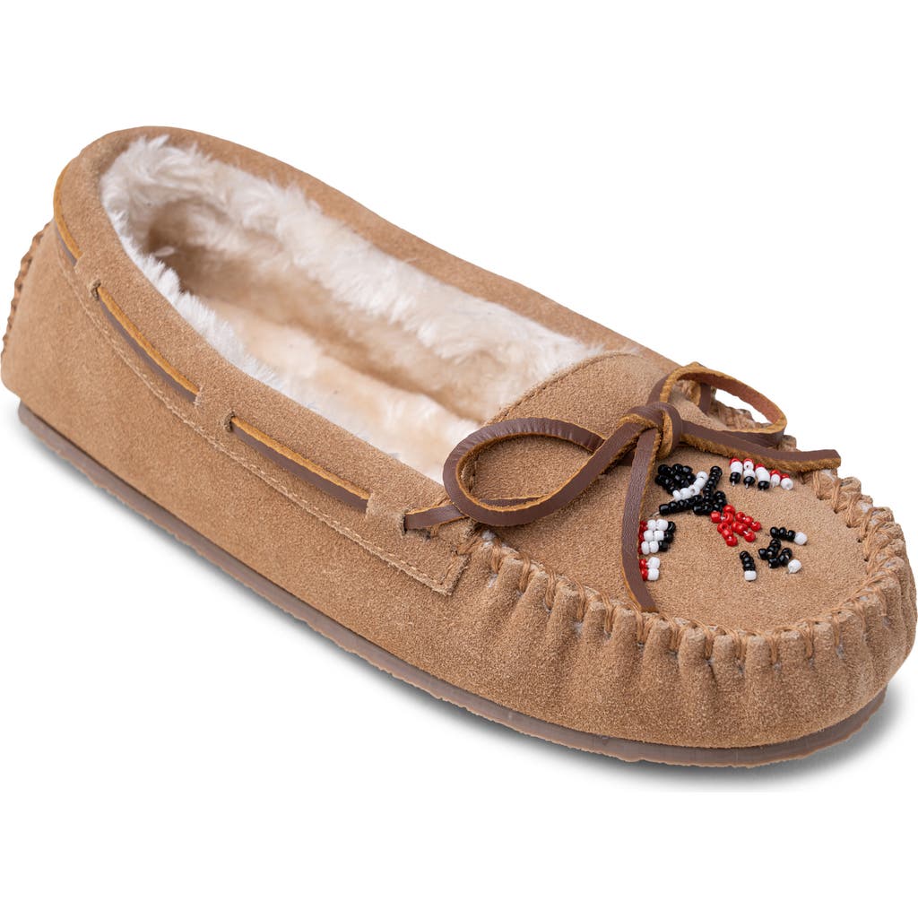 Minnetonka Thunderbird Animikii Faux Fur Lined Slipper In Brown