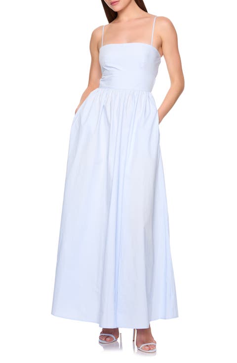 Open Back Cotton Poplin Maxi Dress