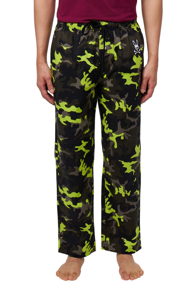 Psycho Bunny Camouflage Print Cotton Poplin Lounge Pants, Main, color,