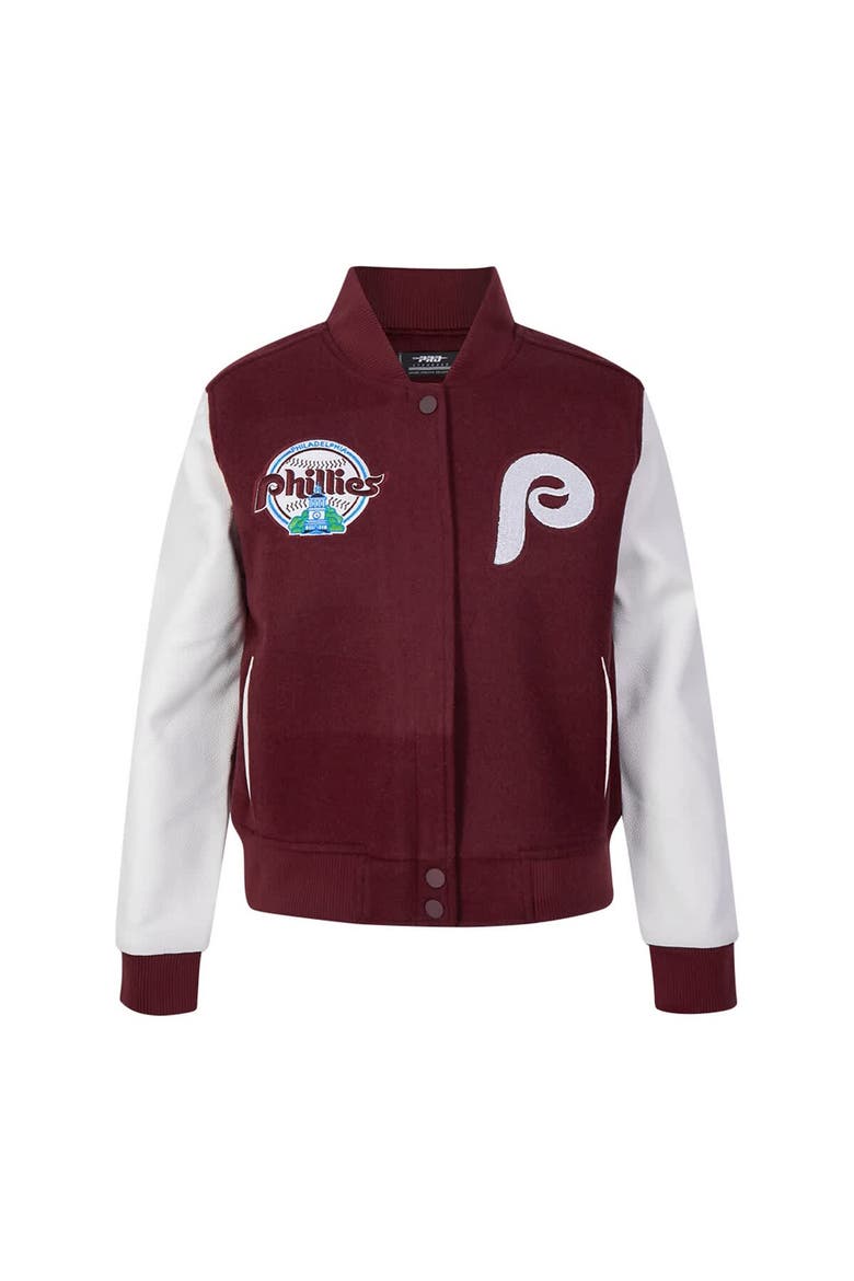 Women's Pro Standard Burgundy Philadelphia Phillies Game Day Classics Wool Varsity Jacket, Alternate, color, Burgundy