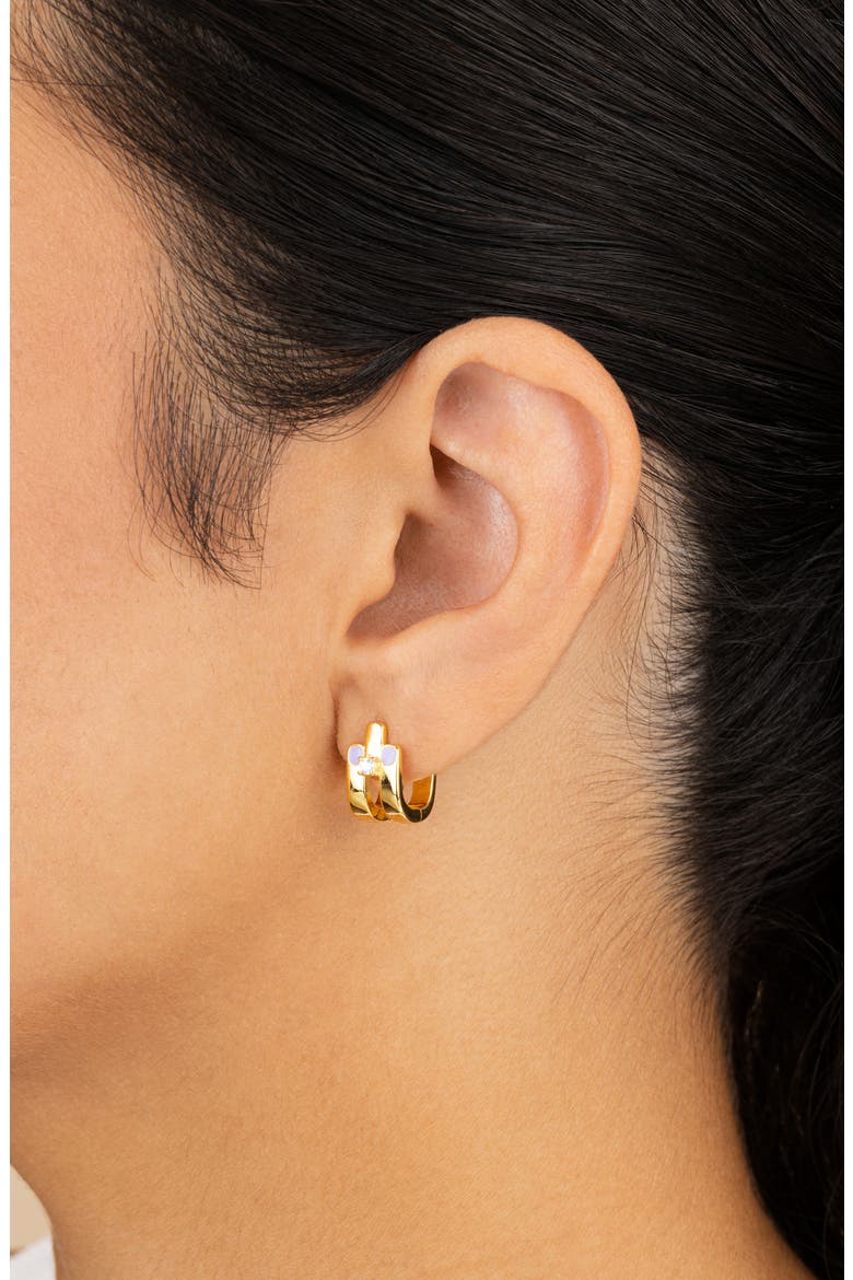Zella CZ Huggie Hoop Earrings, Alternate, color, GOLD