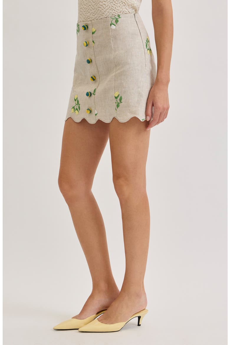 Sophia Floral Embroidery Linen Miniskirt, Alternate, color, BEIGE FLORAL