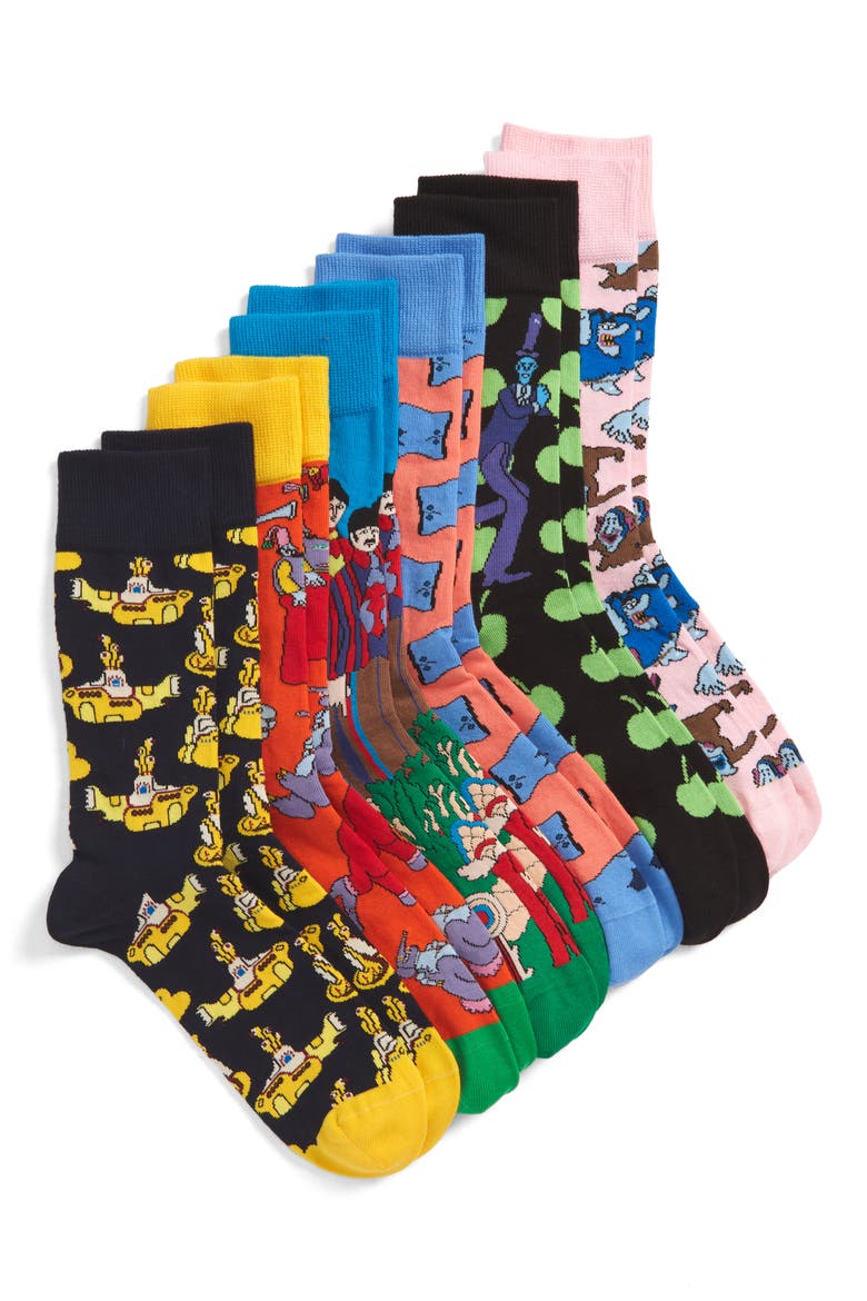 The Beatles Assorted 6-Pack Sock Gift Set, Main, color, BLUE MULTI