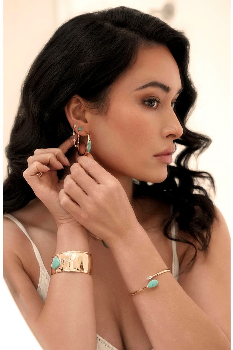 Reconstituted Turquoise Solstice Hinged Cuff Bracelet, Alternate, color, TURQUOISE