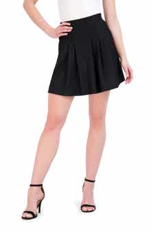Pleated Tweed Knit Miniskirt