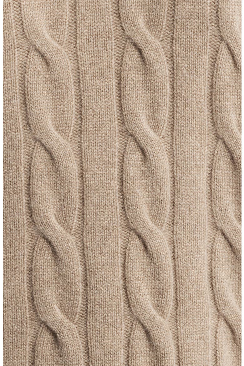 Cable Knit Crewneck Cashmere Sweater, Alternate, color, LIGHT BROWN
