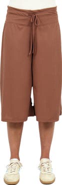 24seven Comfort Apparel Womens Basic Ribbed Knit Drawstring Flared Capri Pants
