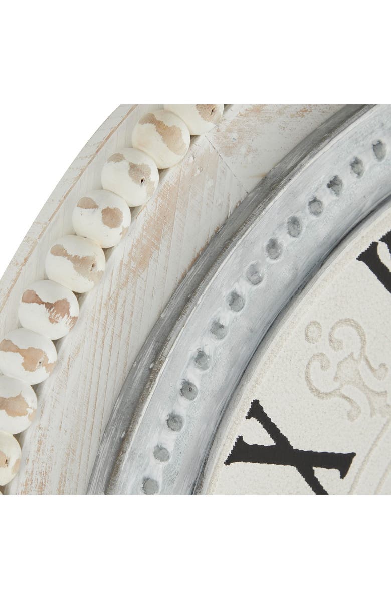 SONOMA SAGE HOME White Wood Carved Beading Wall Clock, Alternate, color,