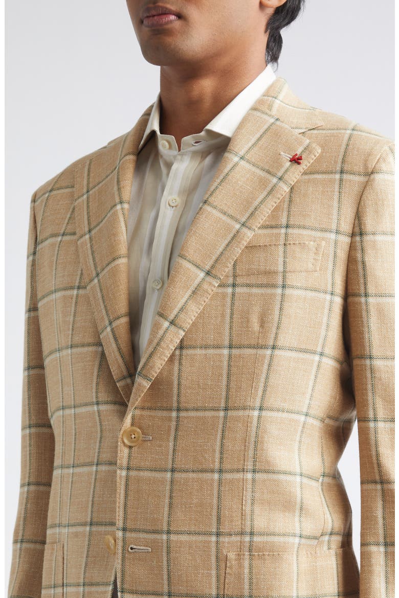 Check Wool, Silk & Linen Sport Coat, Alternate, color, LIGHT BEIGE