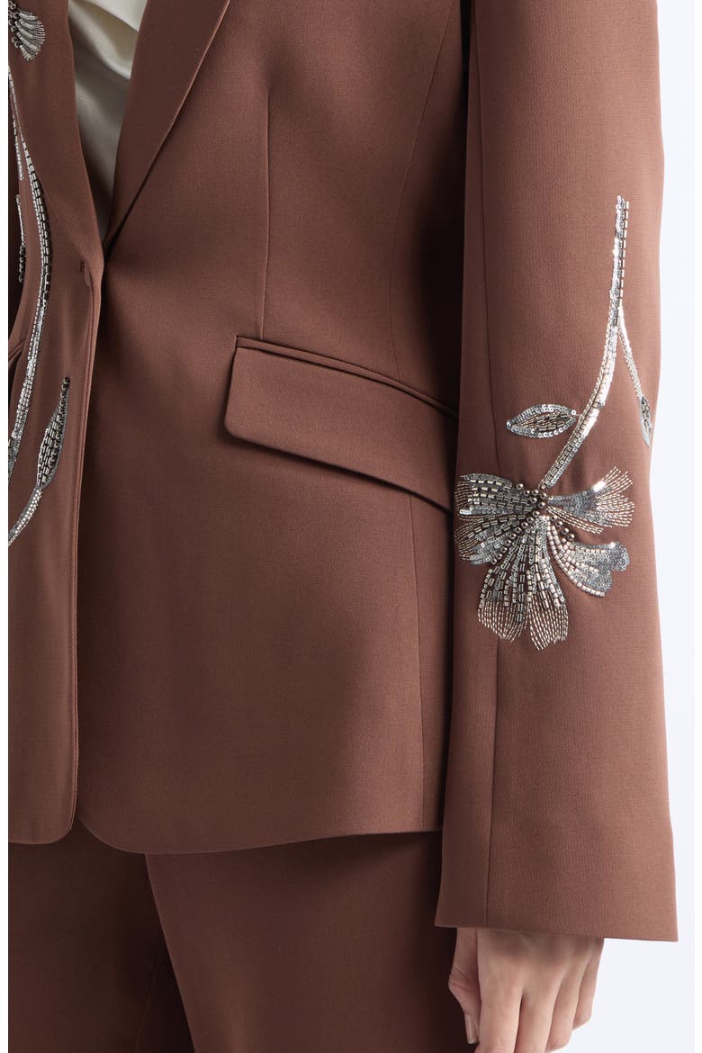 Cheyenne Gilded Peony Beaded Blazer, Alternate, color, ESPRESSO/ SILVER
