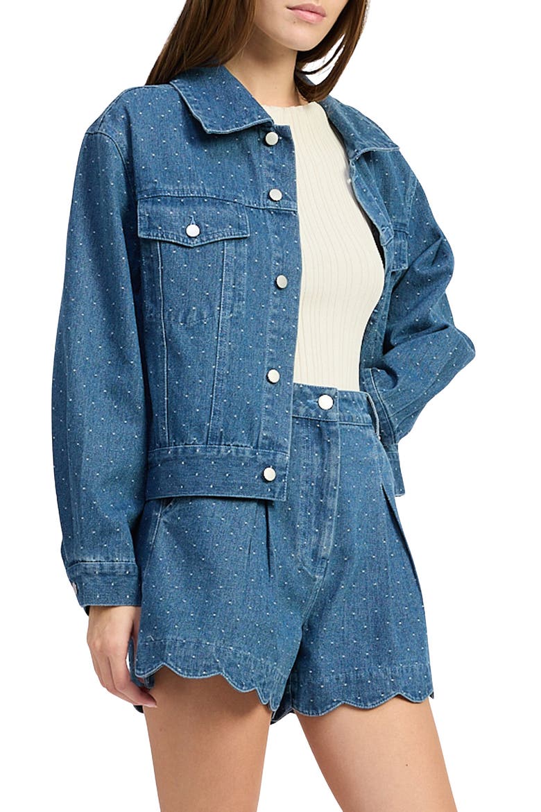 Heidi Studded Denim Jacket, Alternate, color, MEDIUM WASH DENIM