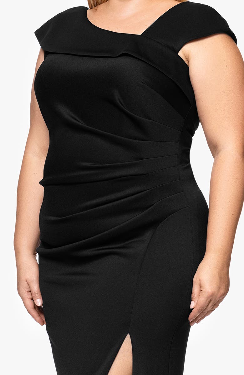 Xscape Evenings Asymmetric Scuba Knit Trumpet Gown, Alternate, color, 