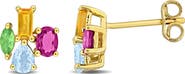 DELMAR Multiple Cut Semiprecious Stone Cluster Stud Earrings