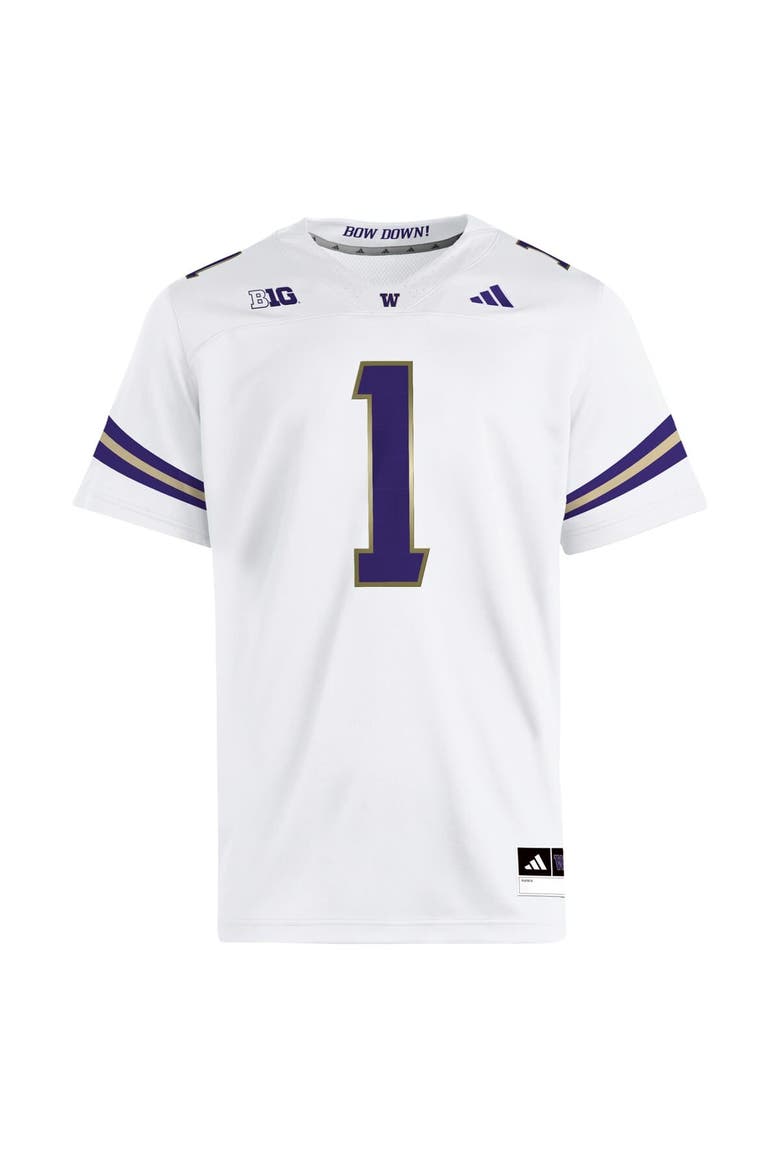Men's adidas #1 White Washington Huskies Premier Jersey, Alternate, color, White