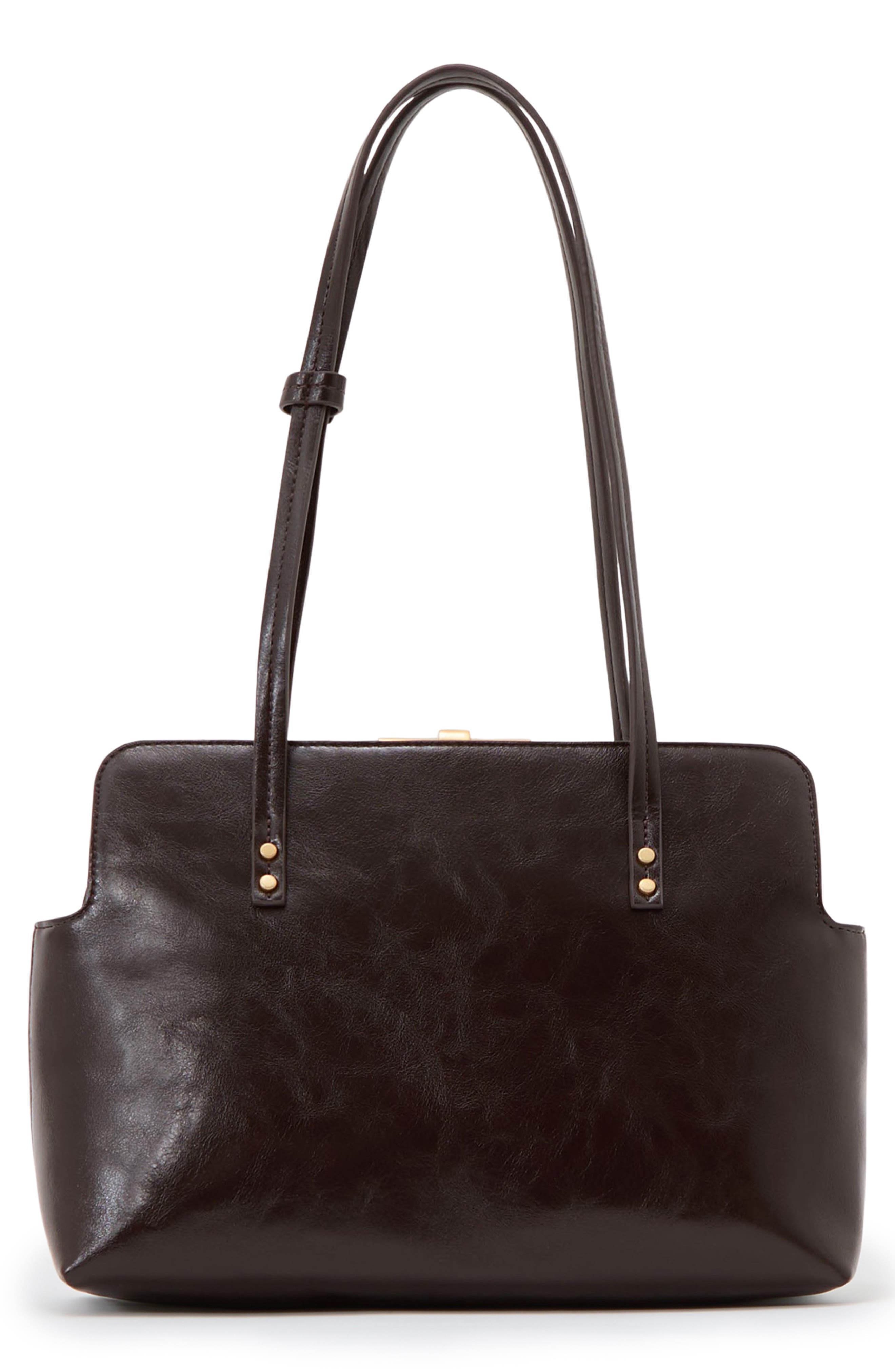 Reiss Cecily Faux Leather Frame Shoulder Bag, Main, color, Burgundy